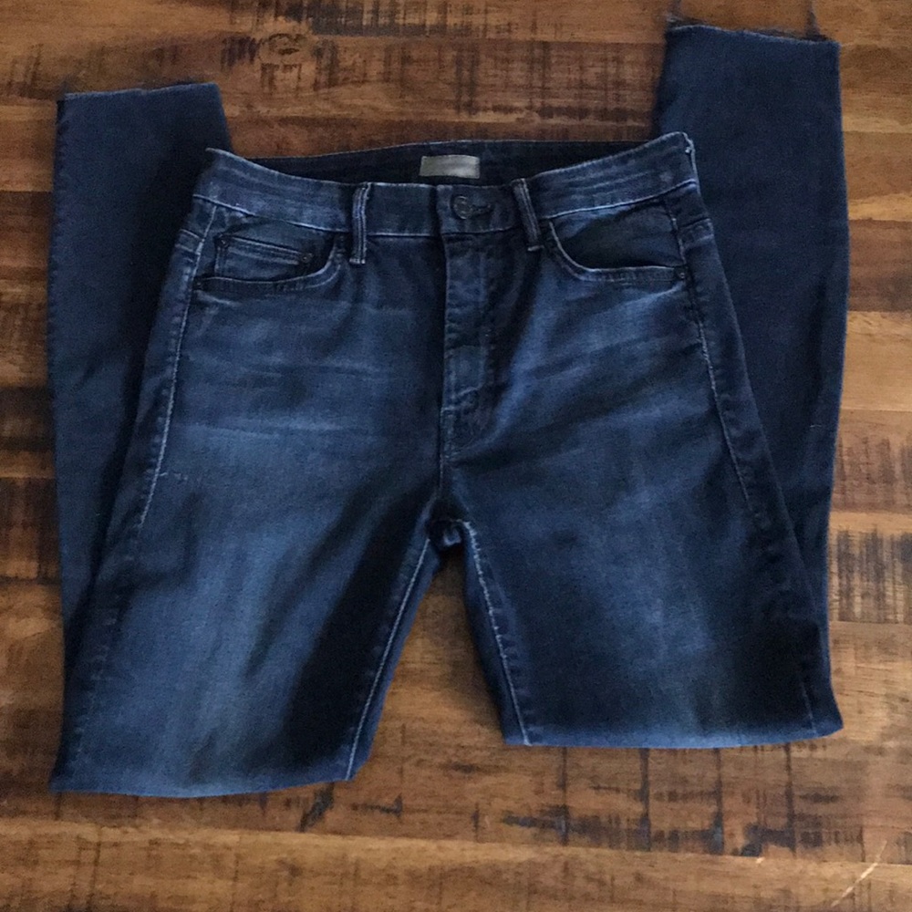 Mother Looker high waisted ankle fray jeans
